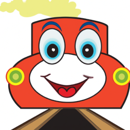 cartoon train with a happy face going very fast