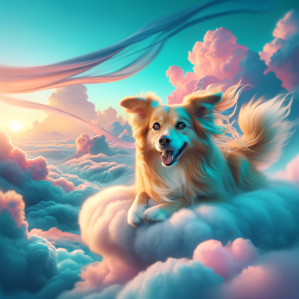 dog flying in cloud