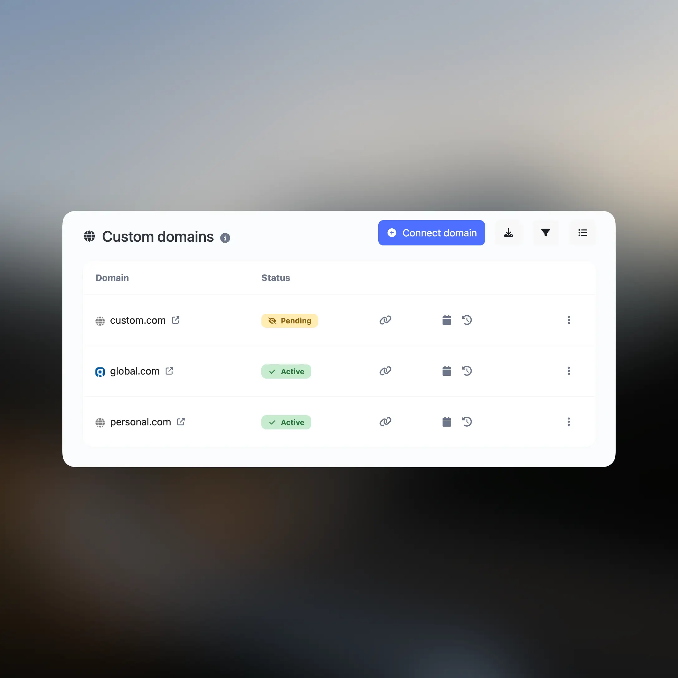 66biolinks screenshot of the custom domains page