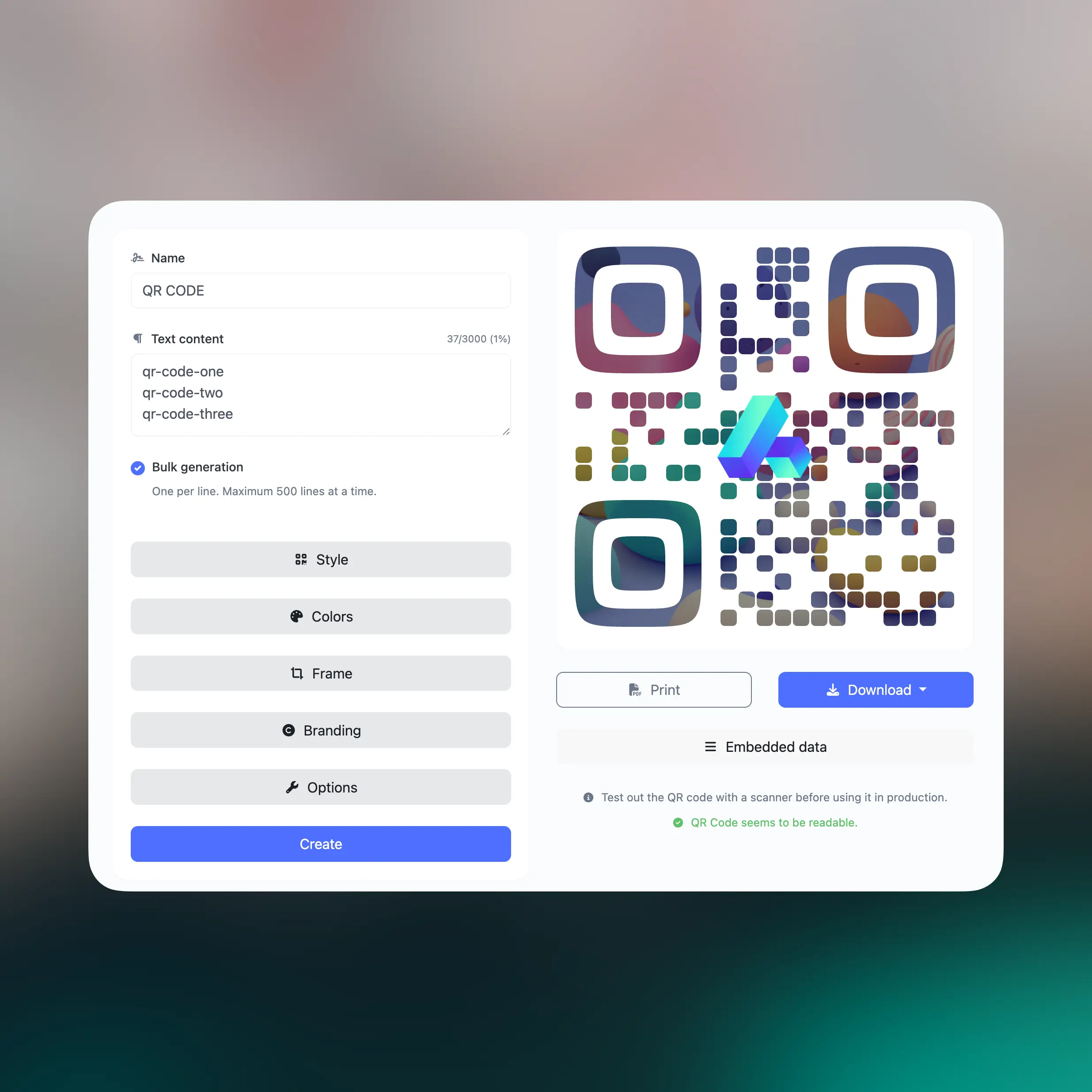 66biolinks bulk QR code generation option