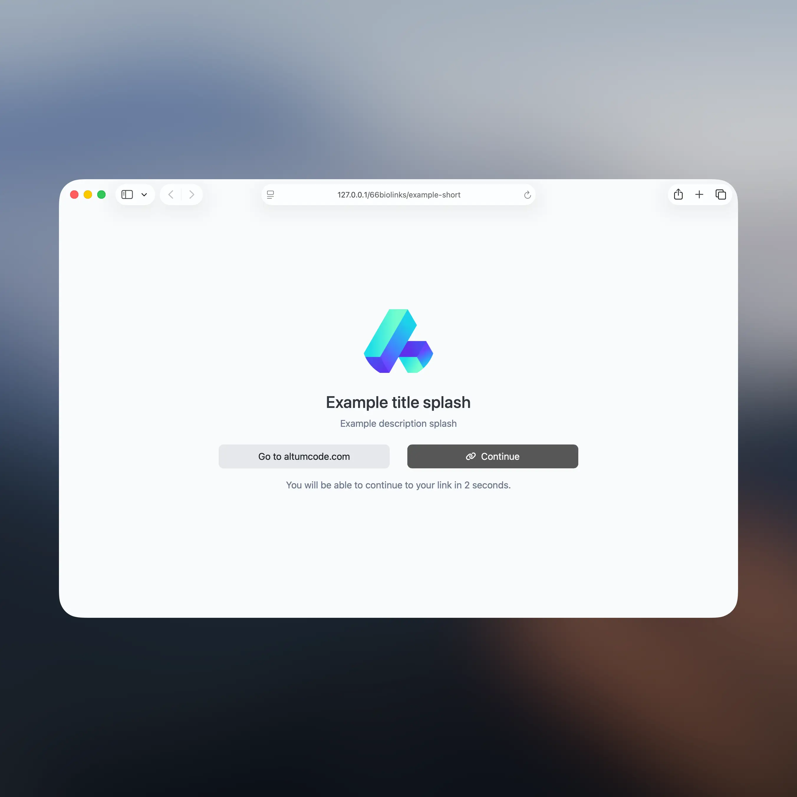 66biolinks screenshot of the splash pages feature